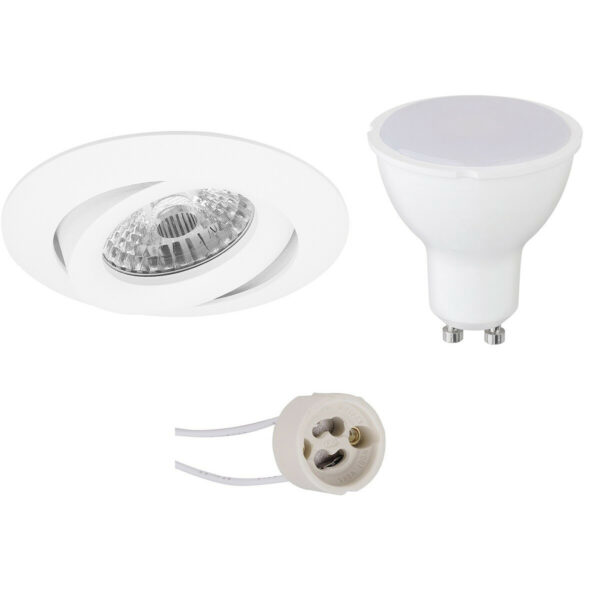 LED Spot Set – Pragmi Uranio Pro – GU10 Fitting – Inbouw Rond – Mat Wit – 4W – Helder/Koud Wit 6400K – Kantelbaar – Ø82mm Bestellen via ledinbouwverlichting