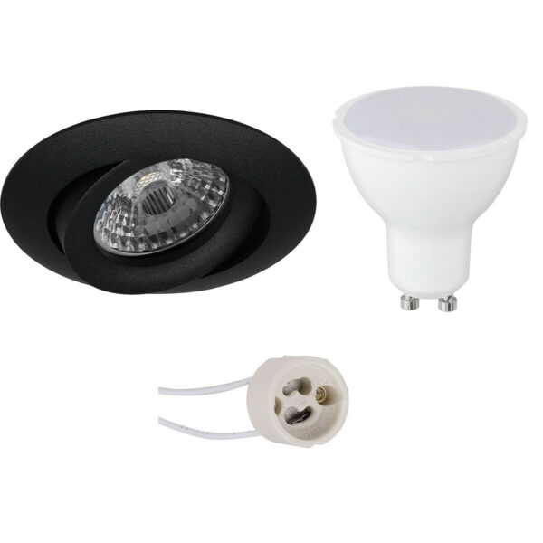 LED Spot Set – Pragmi Uranio Pro – GU10 Fitting – Inbouw Rond – Mat Zwart – 4W – Natuurlijk Wit 4200K – Kantelbaar – Ø82mm Bestellen via ledinbouwverlichting