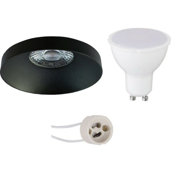 LED Spot Set – Pragmi Vrito Pro – GU10 Fitting – Inbouw Rond – Mat Zwart – 4W – Natuurlijk Wit 4200K – Ø82mm Bestellen via ledinbouwverlichting