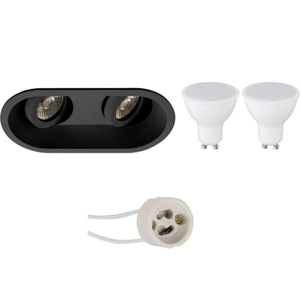 LED Spot Set – Aigi – Pragmi Zano Pro – GU10 Fitting – Inbouw Ovaal Dubbel – Mat Zwart – 6W – Helder/Koud Wit 6400K – Kantelbaar – 185x93mm Bestellen via ledinbouwverlichting