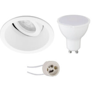 LED Spot Set – Pragmi Zano Pro – GU10 Fitting – Inbouw Rond – Mat Wit – 4W – Warm Wit 3000K – Kantelbaar – Ø93mm Bestellen via ledinbouwverlichting