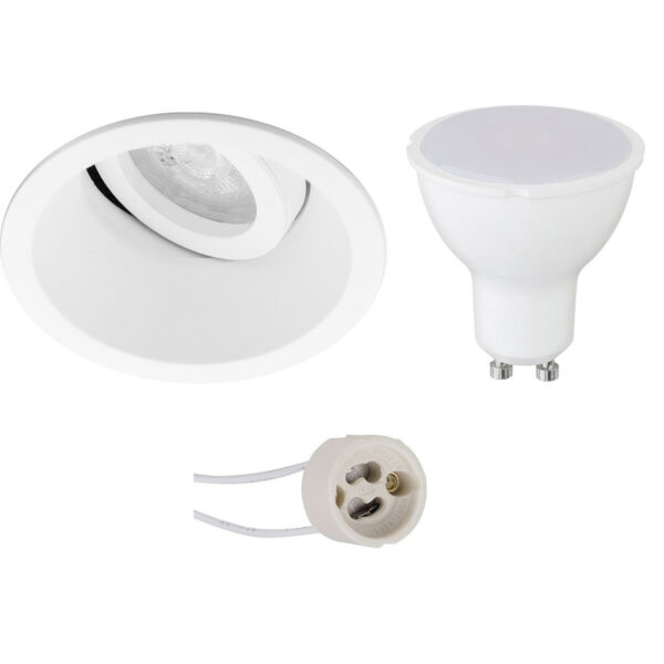 LED Spot Set – Pragmi Zano Pro – GU10 Fitting – Inbouw Rond – Mat Wit – 4W – Helder/Koud Wit 6400K – Kantelbaar – Ø93mm Bestellen via ledinbouwverlichting