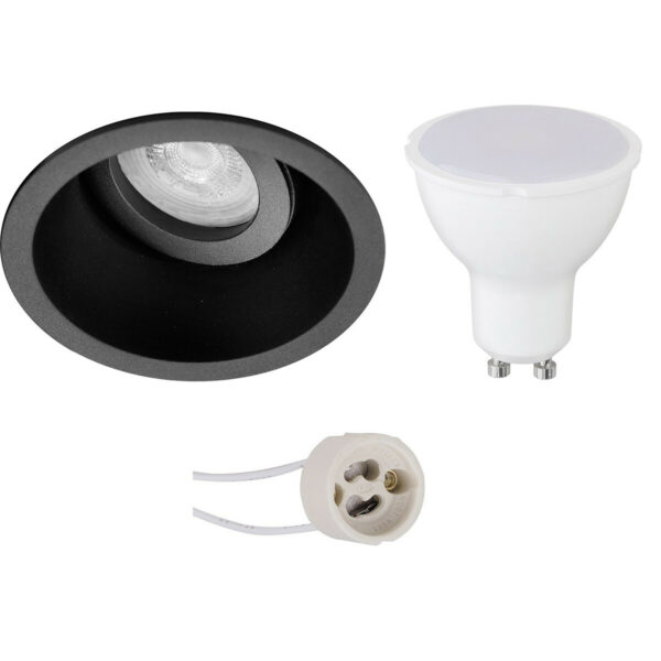 LED Spot Set – Pragmi Zano Pro – GU10 Fitting – Inbouw Rond – Mat Zwart – 4W – Warm Wit 3000K – Kantelbaar – Ø93mm Bestellen via ledinbouwverlichting