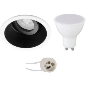 LED Spot Set – Pragmi Zano Pro – GU10 Fitting – Dimbaar – Inbouw Rond – Mat Zwart/Wit – 6W – Helder/Koud Wit 6400K – Kantelbaar – Ø93mm Bestellen via ledinbouwverlichting