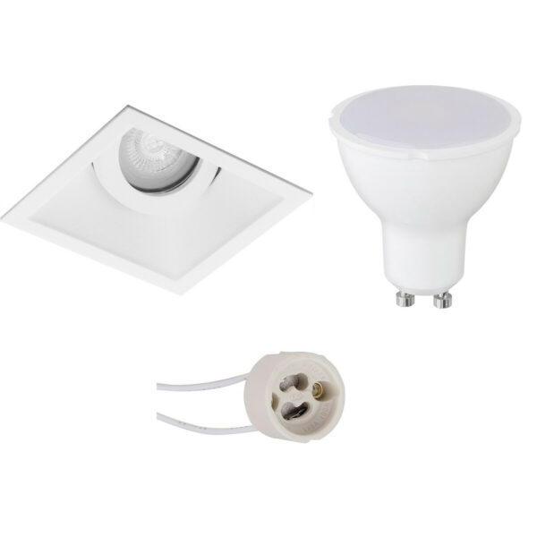 LED Spot Set – Pragmi Zano Pro – GU10 Fitting – Inbouw Vierkant – Mat Wit – 4W – Warm Wit 3000K – Kantelbaar – 93mm Bestellen via ledinbouwverlichting