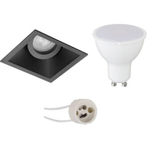 LED Spot Set – Pragmi Zano Pro – GU10 Fitting – Inbouw Vierkant – Mat Zwart – 4W – Warm Wit 3000K – Kantelbaar – 93mm Bestellen via ledinbouwverlichting