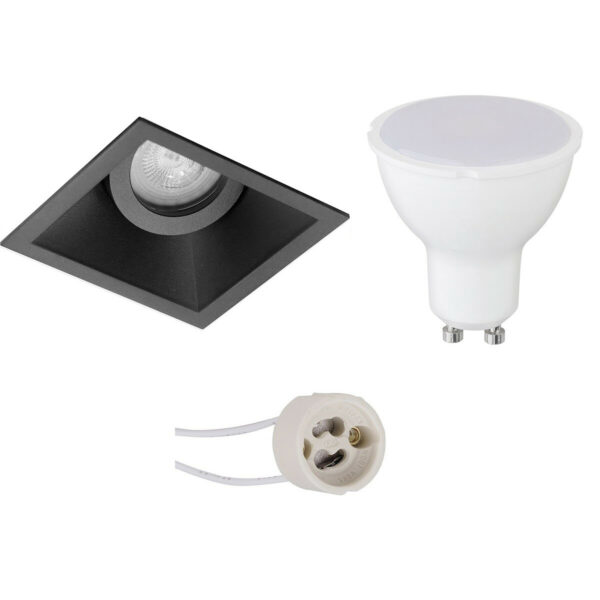 LED Spot Set – Pragmi Zano Pro – GU10 Fitting – Inbouw Vierkant – Mat Zwart – 4W – Helder/Koud Wit 6400K – Kantelbaar – 93mm Bestellen via ledinbouwverlichting