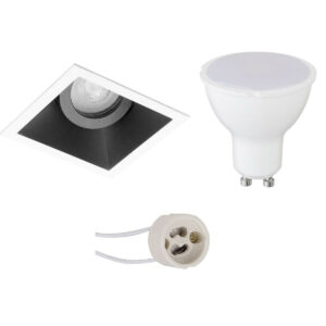 LED Spot Set – Pragmi Zano Pro – GU10 Fitting – Inbouw Vierkant – Mat Zwart/Wit – 4W – Helder/Koud Wit 6400K – Kantelbaar – 93mm Bestellen via ledinbouwverlichting