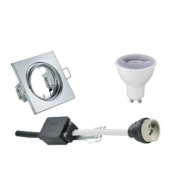 LED Spot Set – Trion – GU10 Fitting – Dimbaar – Inbouw Vierkant – Glans Chroom – 6W – Helder/Koud Wit 6400K – Kantelbaar 80mm Bestellen via ledinbouwverlichting