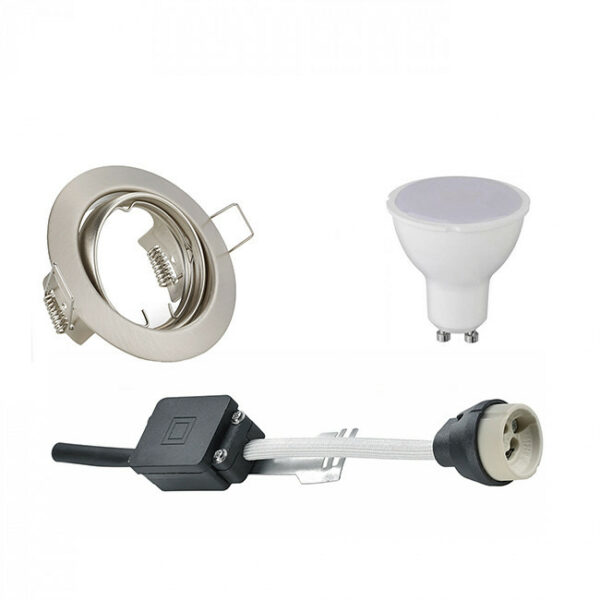 LED Spot Set – Trion – GU10 Fitting – Inbouw Rond – Mat Nikkel – 4W – Helder/Koud Wit 6400K – Kantelbaar Ø83mm Bestellen via ledinbouwverlichting