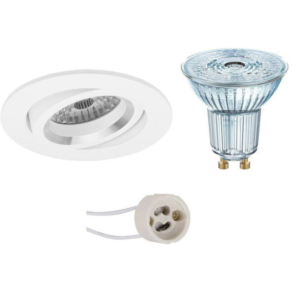 LED Spot Set – LEDVANCE Parathom PAR16 927 36D – Pragmi Aerony Pro – GU10 Fitting – Dimbaar – Inbouw Rond – Mat Wit – 3.7W – Warm Wit 2700K – Kantelbaar – Ø82mm Bestellen via ledinbouwverlichting