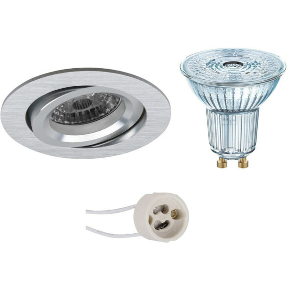 LED Spot Set – LEDVANCE Parathom PAR16 927 36D – Pragmi Aerony Pro – GU10 Fitting – Dimbaar – Inbouw Rond – Mat Zilver – 3.7W – Warm Wit 2700K – Kantelbaar – Ø82mm Bestellen via ledinbouwverlichting