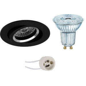 LED Spot Set – LEDVANCE Parathom PAR16 927 36D – Pragmi Aerony Pro – GU10 Fitting – Dimbaar – Inbouw Rond – Mat Zwart – 3.7W – Warm Wit 2700K – Kantelbaar – Ø82mm Bestellen via ledinbouwverlichting