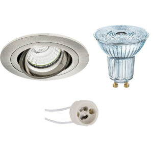 LED Spot Set – LEDVANCE Parathom PAR16 927 36D – Pragmi Alpin Pro – GU10 Fitting – Dimbaar – Inbouw Rond – Mat Nikkel – 3.7W – Warm Wit 2700K – Kantelbaar – Ø92mm Bestellen via ledinbouwverlichting