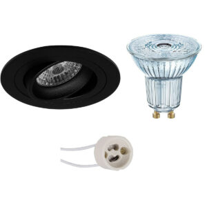 LED Spot Set – LEDVANCE Parathom PAR16 927 36D – Pragmi Alpin Pro – GU10 Fitting – Dimbaar – Inbouw Rond – Mat Zwart – 3.7W – Warm Wit 2700K – Kantelbaar Ø92mm Bestellen via ledinbouwverlichting