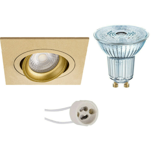 LED Spot Set – LEDVANCE Parathom PAR16 927 36D – Pragmi Borny Pro – GU10 Fitting – Dimbaar – Inbouw Vierkant – Mat Goud – 3.7W – Warm Wit 2700K – Kantelbaar – 92mm Bestellen via ledinbouwverlichting