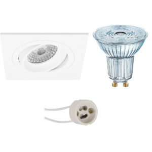 LED Spot Set – LEDVANCE Parathom PAR16 927 36D – Pragmi Borny Pro – GU10 Fitting – Dimbaar – Inbouw Vierkant – Mat Wit – 3.7W – Warm Wit 2700K – Kantelbaar – 92mm Bestellen via ledinbouwverlichting