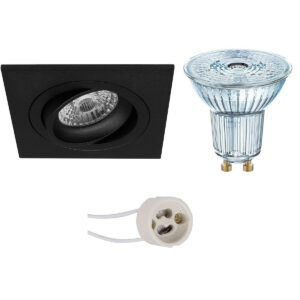 LED Spot Set – LEDVANCE Parathom PAR16 927 36D – Pragmi Borny Pro – GU10 Fitting – Dimbaar – Inbouw Vierkant – Mat Zwart – 3.7W – Warm Wit 2700K – Kantelbaar – 92mm Bestellen via ledinbouwverlichting