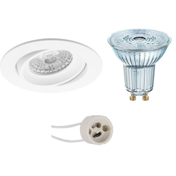 LED Spot Set – LEDVANCE Parathom PAR16 927 36D – Pragmi Delton Pro – GU10 Fitting – Dimbaar – Inbouw Rond – Mat Wit – 3.7W – Warm Wit 2700K – Kantelbaar – Ø82mm Bestellen via ledinbouwverlichting