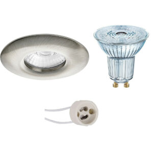 LED Spot Set – LEDVANCE Parathom PAR16 927 36D – Pragmi Luno Pro – Waterdicht IP65 – GU10 Fitting – Dimbaar – Inbouw Rond – Mat Nikkel – 3.7W – Warm Wit 2700K – Ø82mm Bestellen via ledinbouwverlichting