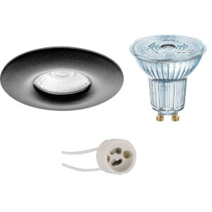 LED Spot Set – LEDVANCE Parathom PAR16 927 36D – Pragmi Luno Pro – Waterdicht IP65 – GU10 Fitting – Dimbaar – Inbouw Rond – Mat Zwart – 3.7W – Warm Wit 2700K – Ø82mm Bestellen via ledinbouwverlichting