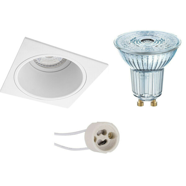 LED Spot Set – LEDVANCE Parathom PAR16 927 36D – Pragmi Minko Pro – GU10 Fitting – Dimbaar – Inbouw Vierkant – Mat Wit – 3.7W – Warm Wit 2700K – Verdiept – 90mm Bestellen via ledinbouwverlichting