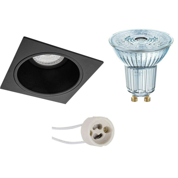 LED Spot Set – LEDVANCE Parathom PAR16 927 36D – Pragmi Minko Pro – GU10 Fitting – Dimbaar – Inbouw Vierkant – Mat Zwart – 3.7W – Warm Wit 2700K – Verdiept – 90mm Bestellen via ledinbouwverlichting