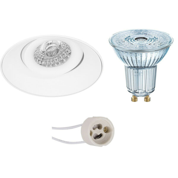 LED Spot Set – LEDVANCE Parathom PAR16 927 36D – Pragmi Nivas Pro – GU10 Fitting – Dimbaar – Inbouw Rond – Mat Wit – 3.7W – Warm Wit 2700K – Trimless – Kantelbaar – Ø150mm Bestellen via ledinbouwverlichting