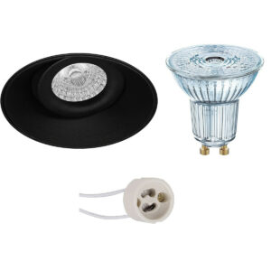 LED Spot Set – LEDVANCE Parathom PAR16 927 36D – Pragmi Nivas Pro – GU10 Fitting – Dimbaar – Inbouw Rond – Mat Zwart – 3.7W – Warm Wit 2700K – Trimless – Kantelbaar – Ø150mm Bestellen via ledinbouwverlichting