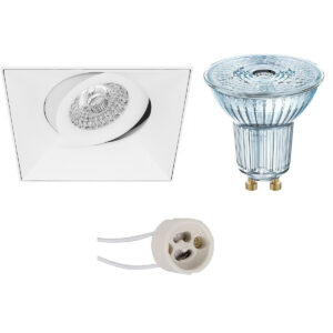 LED Spot Set – LEDVANCE Parathom PAR16 927 36D – Pragmi Nivas Pro – GU10 Fitting – Dimbaar – Inbouw Vierkant – Mat Wit – 3.7W – Warm Wit 2700K – Trimless – Kantelbaar – 150mm Bestellen via ledinbouwverlichting