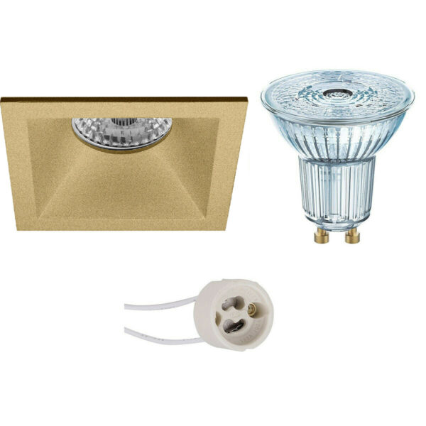 LED Spot Set – LEDVANCE Parathom PAR16 927 36D – Pragmi Pollon Pro – GU10 Fitting – Dimbaar – Inbouw Vierkant – Mat Goud – 3.7W – Warm Wit 2700K – Verdiept – 82mm Bestellen via ledinbouwverlichting