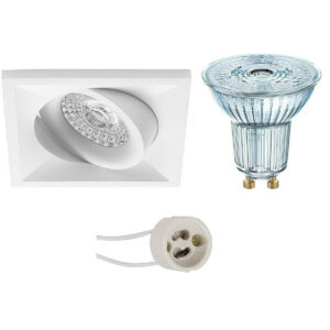 LED Spot Set – LEDVANCE Parathom PAR16 927 36D – Pragmi Qiundo Pro – GU10 Fitting – Dimbaar – Inbouw Vierkant – Mat Wit – 3.7W – Warm Wit 2700K – Kantelbaar – 80mm Bestellen via ledinbouwverlichting