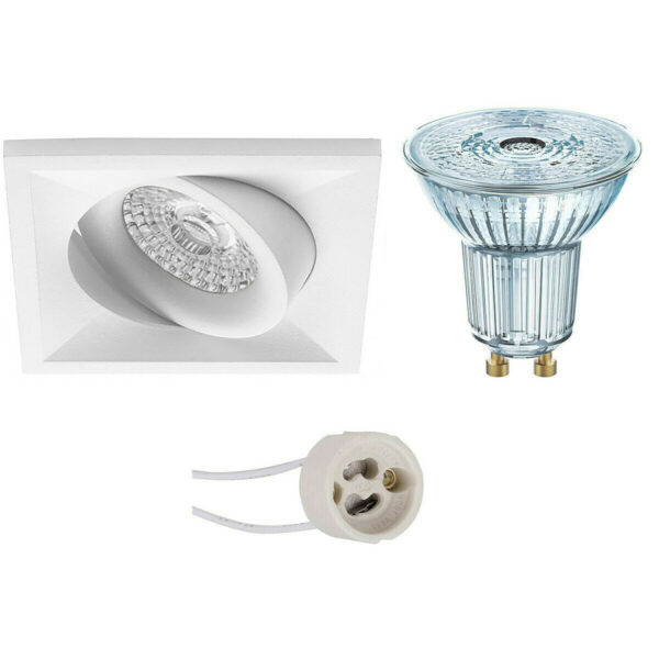 LED Spot Set – LEDVANCE Parathom PAR16 930 36D – Pragmi Qiundo Pro – GU10 Fitting – Dimbaar – Inbouw Vierkant – Mat Wit – 3.7W – Warm Wit 3000K – Kantelbaar – 80mm Bestellen via ledinbouwverlichting