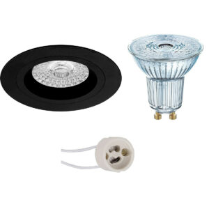 LED Spot Set – LEDVANCE Parathom PAR16 927 36D – Pragmi Rodos Pro – GU10 Fitting – Dimbaar – Inbouw Rond – Mat Zwart – 3.7W – Warm Wit 2700K – Ø93mm Bestellen via ledinbouwverlichting