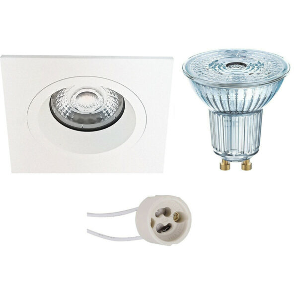 LED Spot Set – LEDVANCE Parathom PAR16 927 36D – Pragmi Rodos Pro – GU10 Fitting – Dimbaar – Inbouw Vierkant – Mat Wit – 3.7W – Warm Wit 2700K – 93mm Bestellen via ledinbouwverlichting