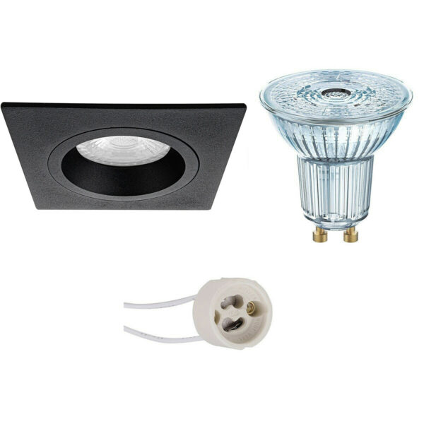 LED Spot Set – LEDVANCE Parathom PAR16 927 36D – Pragmi Rodos Pro – GU10 Fitting – Dimbaar – Inbouw Vierkant – Mat Zwart – 3.7W – Warm Wit 2700K – 93mm Bestellen via ledinbouwverlichting