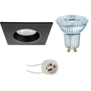 LED Spot Set – LEDVANCE Parathom PAR16 930 36D – Pragmi Rodos Pro – GU10 Fitting – Dimbaar – Inbouw Vierkant – Mat Zwart – 5.5W – Warm Wit 3000K – 93mm Bestellen via ledinbouwverlichting