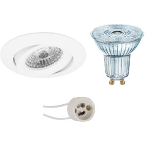 LED Spot Set – LEDVANCE Parathom PAR16 927 36D – Pragmi Uranio Pro – GU10 Fitting – Dimbaar – Inbouw Rond – Mat Wit – 3.7W – Warm Wit 2700K – Kantelbaar – Ø82mm Bestellen via ledinbouwverlichting