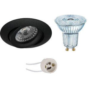 LED Spot Set – LEDVANCE Parathom PAR16 927 36D – Pragmi Uranio Pro – GU10 Fitting – Dimbaar – Inbouw Rond – Mat Zwart – 3.7W – Warm Wit 2700K – Kantelbaar – Ø82mm Bestellen via ledinbouwverlichting