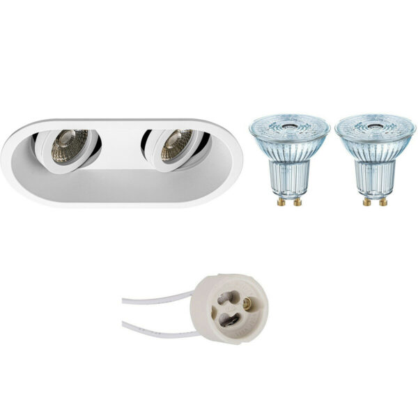 LED Spot Set – LEDVANCE Parathom PAR16 927 36D – Pragmi Zano Pro – GU10 Fitting – Dimbaar – Inbouw Ovaal Dubbel – Mat Wit – 3.7W – Warm Wit 2700K – Kantelbaar – 185x93mm Bestellen via ledinbouwverlichting