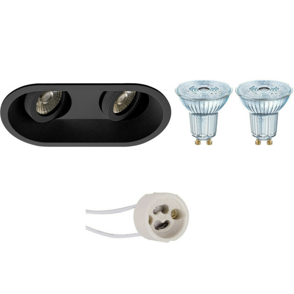 LED Spot Set – LEDVANCE Parathom PAR16 927 36D – Pragmi Zano Pro – GU10 Fitting – Dimbaar – Inbouw Ovaal Dubbel – Mat Zwart – 3.7W – Warm Wit 2700K – Kantelbaar – 185x93mm Bestellen via ledinbouwverlichting