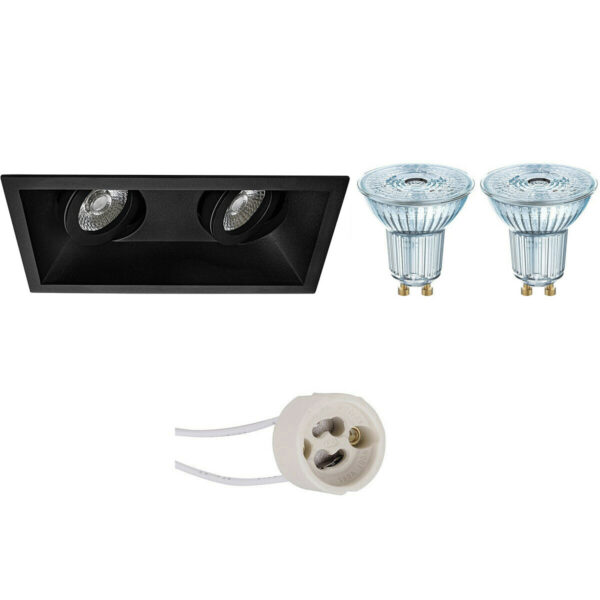 LED Spot Set – LEDVANCE Parathom PAR16 927 36D – Pragmi Zano Pro – GU10 Fitting – Dimbaar – Inbouw Rechthoek Dubbel – Mat Zwart – 3.7W – Warm Wit 2700K – Kantelbaar – 185x93mm Bestellen via ledinbouwverlichting