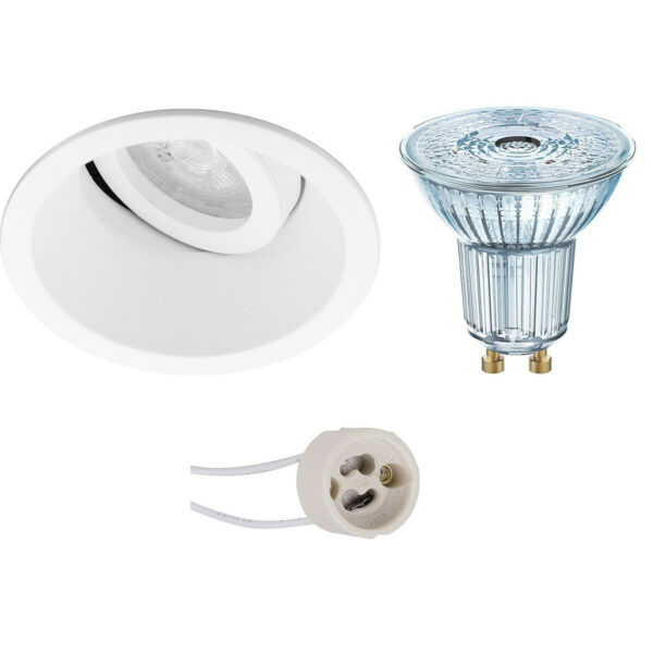 LED Spot Set – LEDVANCE Parathom PAR16 927 36D – Pragmi Zano Pro – GU10 Fitting – Dimbaar – Inbouw Rond – Mat Wit – 3.7W – Warm Wit 2700K – Kantelbaar – Ø93mm Bestellen via ledinbouwverlichting