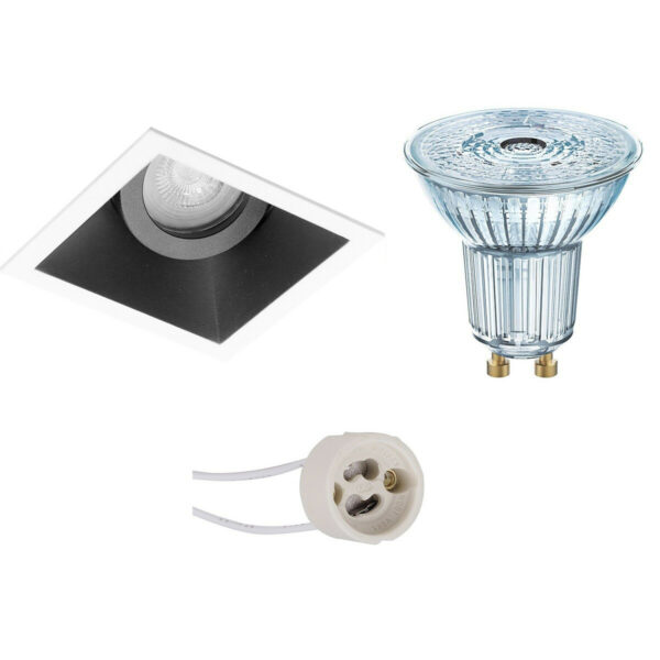 LED Spot Set – LEDVANCE Parathom PAR16 927 36D – Pragmi Zano Pro – GU10 Fitting – Dimbaar – Inbouw Vierkant – Mat Zwart/Wit – 3.7W – Warm Wit 2700K – Kantelbaar – 93mm Bestellen via ledinbouwverlichting