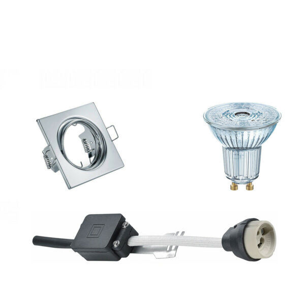 LED Spot Set – LEDVANCE Parathom PAR16 927 36D – GU10 Fitting – Dimbaar – Inbouw Vierkant – Glans Chroom – 3.7W – Warm Wit 2700K – Kantelbaar 80mm Bestellen via ledinbouwverlichting