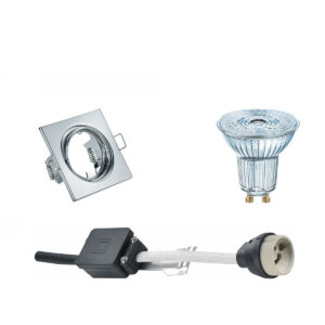 LED Spot Set – LEDVANCE Parathom PAR16 930 36D – GU10 Fitting – Dimbaar – Inbouw Vierkant – Glans Chroom – 5.5W – Warm Wit 3000K – Kantelbaar 80mm Bestellen via ledinbouwverlichting