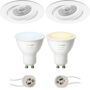 Pragmi Delton Pro – Inbouw Rond – Mat Wit – Kantelbaar – Ø82mm – Philips Hue – LED Spot Set GU10 – White Ambiance – Bluetooth Bestellen via ledinbouwverlichting