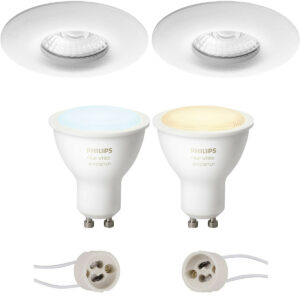 Pragmi Luno Pro – Waterdicht IP65 – Inbouw Rond – Mat Wit – Ø82mm – Philips Hue – LED Spot Set GU10 – White Ambiance – Bluetooth Bestellen via ledinbouwverlichting