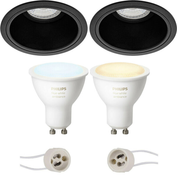 Pragmi Minko Pro – Inbouw Rond – Mat Zwart – Verdiept – Ø90mm – Philips Hue – LED Spot Set GU10 – White Ambiance – Bluetooth Bestellen via ledinbouwverlichting