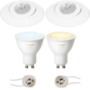 Pragmi Nivas Pro – Inbouw Rond – Mat Wit – Trimless – Kantelbaar – Ø150mm – Philips Hue – LED Spot Set GU10 – White Ambiance – Bluetooth Bestellen via ledinbouwverlichting